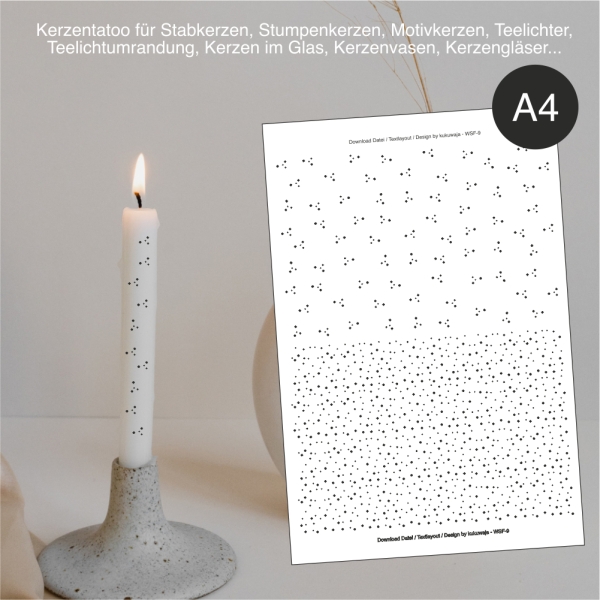 Download Kerzentattoo / Kerzenfolie "PÜNKTCHENLIEBE" (A4)