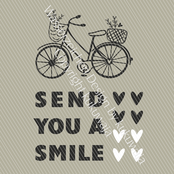 Bügelfolie GROSS Fahrrad, Send you a smile und Herzen