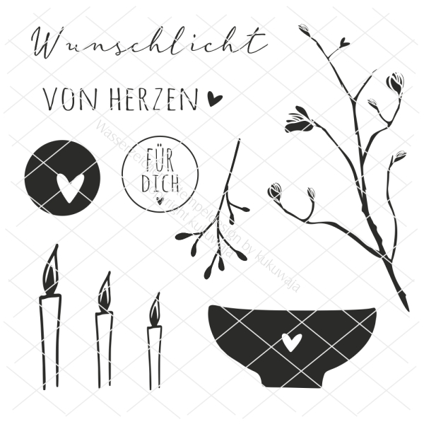 Stempelset / Clearstamp Wunschlicht (10 Stempel)