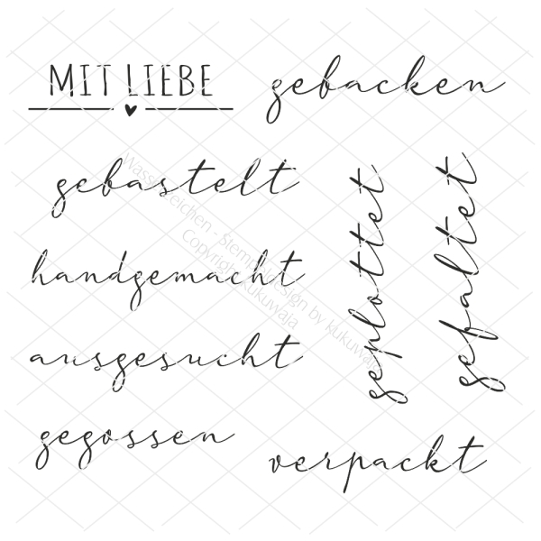 Stempelset / Clearstamp Mit Liebe (9 Stempel)