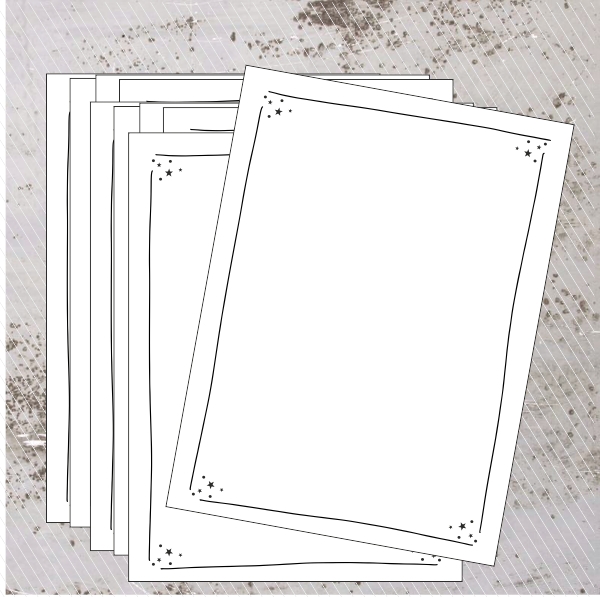 Postkarten / Stempelkarten / Kreativkarten Set (10 Stück Packung) RAHMEN STERNE